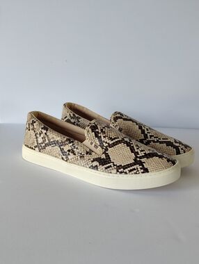 Old Navy Beige and Black Snake-Print Slip-Ons Women's 8